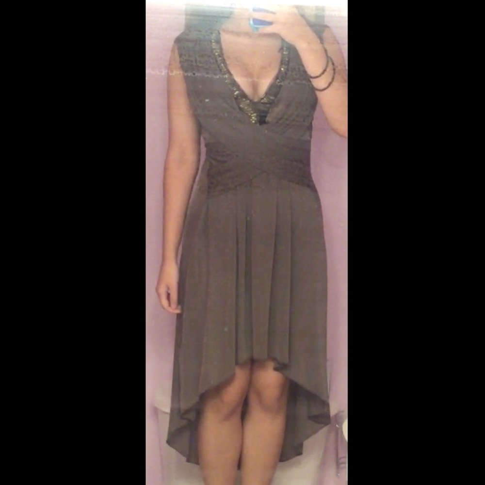 Silk Venus Brown High Low Dress